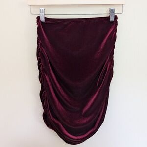 Vintage 90s Stretch Velvet Ruched Mini Skirt Small